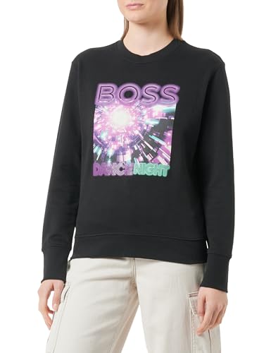 BOSS Damen C_elaboss_Postcard Sweatshirt, Black1, XL EU von BOSS