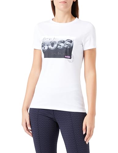 BOSS Damen C_elogo_Postcard T Shirt, White100, L EU von BOSS