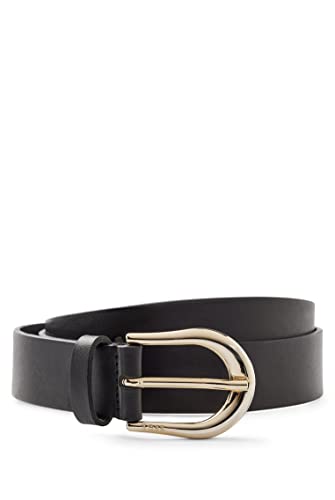 BOSS Damen Carol Belt 3cm-VC Gürtel aus italienischem Leder mit runder Schließe Schwarz 80 von BOSS