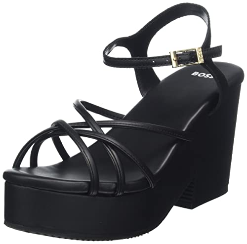 BOSS Damen Cate Wedge FL Sandal, Black1, 35 EU von BOSS