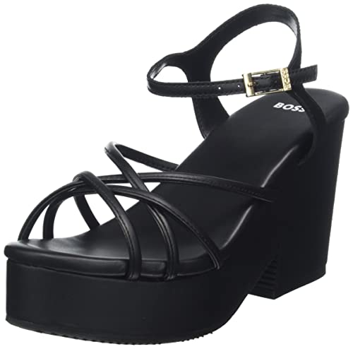 BOSS Damen Cate Wedge FL Sandal, Black1, 38 EU von BOSS