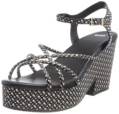 BOSS Damen Cate Wedge MN Sandal, Black3, 36 EU von BOSS