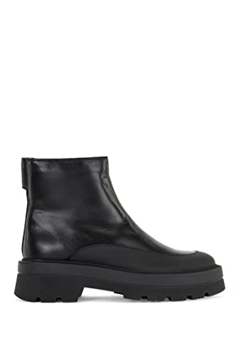 BOSS Damen Denory ZipBootie-C Ankle Boots aus italienischem Leder mit Reißverschluss hinten und Profilsohle Schwarz 39 Größe 39 von BOSS