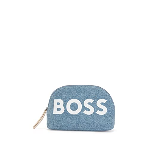 BOSS Damen Deva Vanity - J Kulturbeutel aus Denim mit Kontrast-Logo Blau Stck Größe One Size von Hugo Boss
