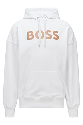 BOSS Damen Econy Hoodie aus Baumwoll-Mix mit Logo-Print Weiß XL von BOSS