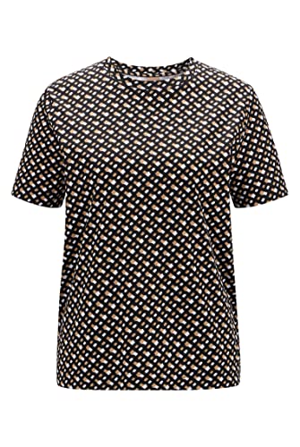 BOSS Damen Ecosa AOP T-Shirt aus Bio-Baumwolle mit saisonalem Print Schwarz L von BOSS