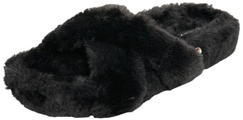 BOSS Damen Evya FUR Slide, Black, 36 EU von BOSS