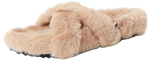 BOSS Damen Evya FUR Slide, Medium Beige, 38 EU von BOSS