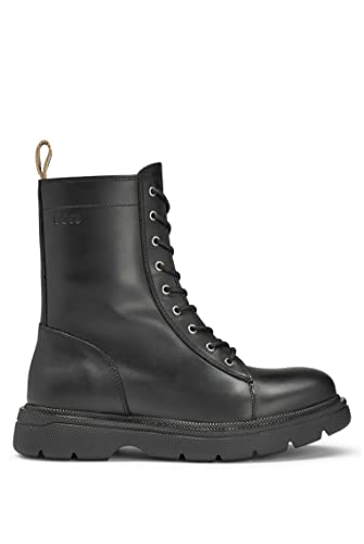 BOSS Damen Jacob LaceUp-C Schnür-Boots aus Leder mit Gummisohle Schwarz 39 Größe 39 von BOSS