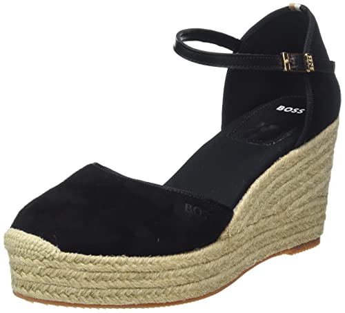 BOSS Damen Madeira_Wedge_sd Sandal, Black1, 40 EU von BOSS