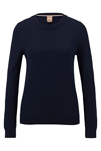 BOSS Damen Feganas Pullover aus Schurwolle mit Rundhalsausschnitt Hellblau S von BOSS