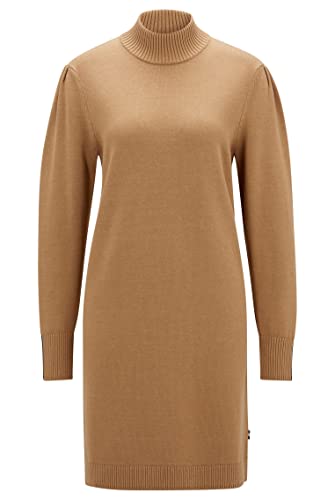 BOSS Damen C Fuenta Relaxed-Fit Pulloverkleid aus Baumwolle und Schurwolle Beige L von BOSS