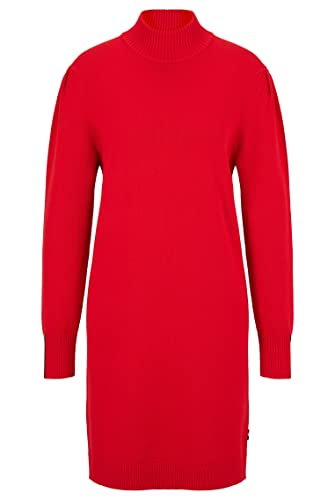 BOSS Damen C Fuenta Relaxed-Fit Pulloverkleid aus Baumwolle und Schurwolle Rot L von BOSS
