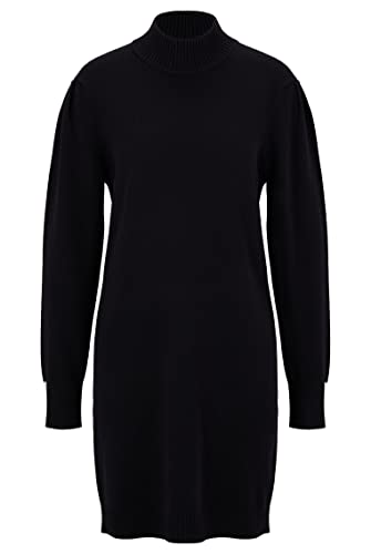 BOSS Damen C Fuenta Relaxed-Fit Pulloverkleid aus Baumwolle und Schurwolle Schwarz L von BOSS