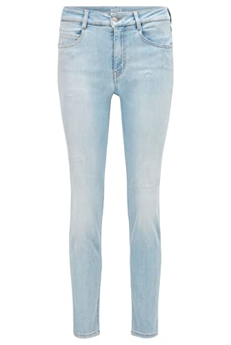 BOSS Damen Slim Crop 2.0 Slim-Fit Jeans aus Power-Stretch-Denim in gebleichtem Blau Blau 28 von BOSS