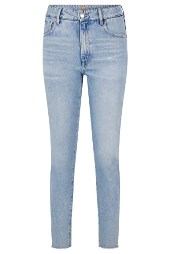 BOSS Damen Straight Tapered 4.1 Hellblaue Regular-Fit Jeans aus festem Denim Türkis 30 von BOSS