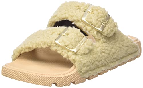 BOSS Damen Surfley_Sand_fur Slipper, Open White114, 39 EU von BOSS