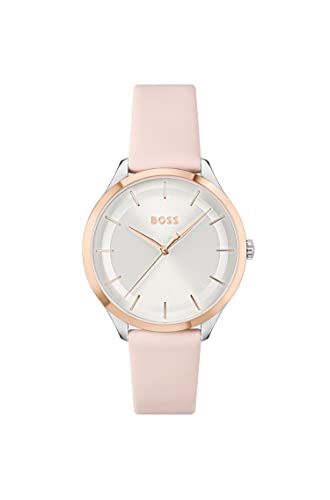 BOSS Analog Quarzuhr für Damen mit Rötliches Lederarmband - 1502643 von BOSS