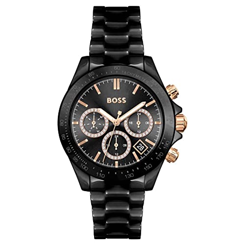 BOSS Multi Zifferblatt Quarz Uhr für Damen Kollektion Novia mit Schwarzes Keramikband - 1502633 von BOSS