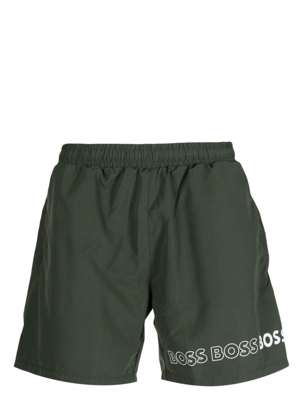 BOSS Dolphin Badeshorts mit Logo-Print - Grün von BOSS