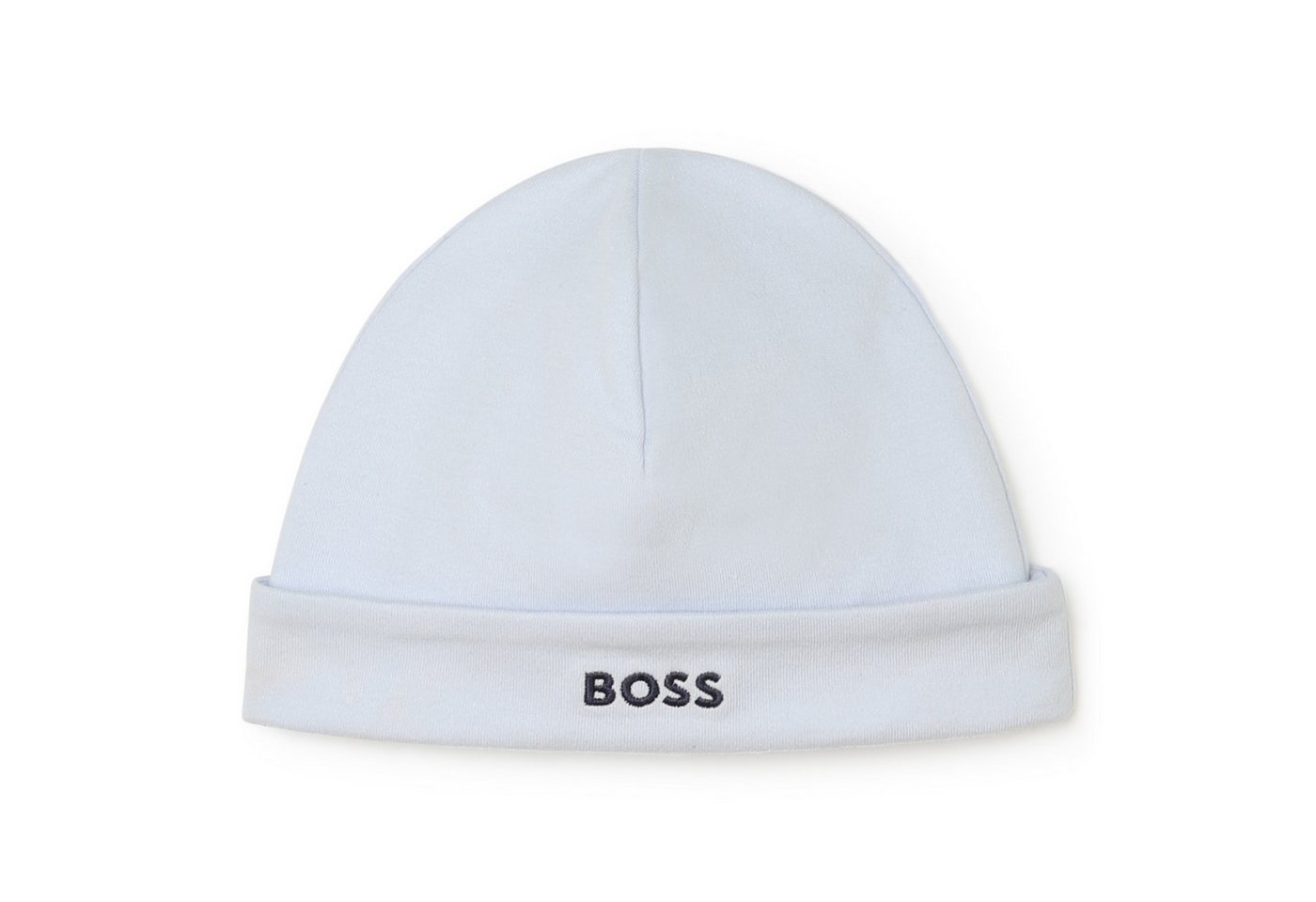 BOSS Erstlingsmütze BOSS Baby Mütze Beanie Biobaumwolle und Logo Stitching hellblau von BOSS