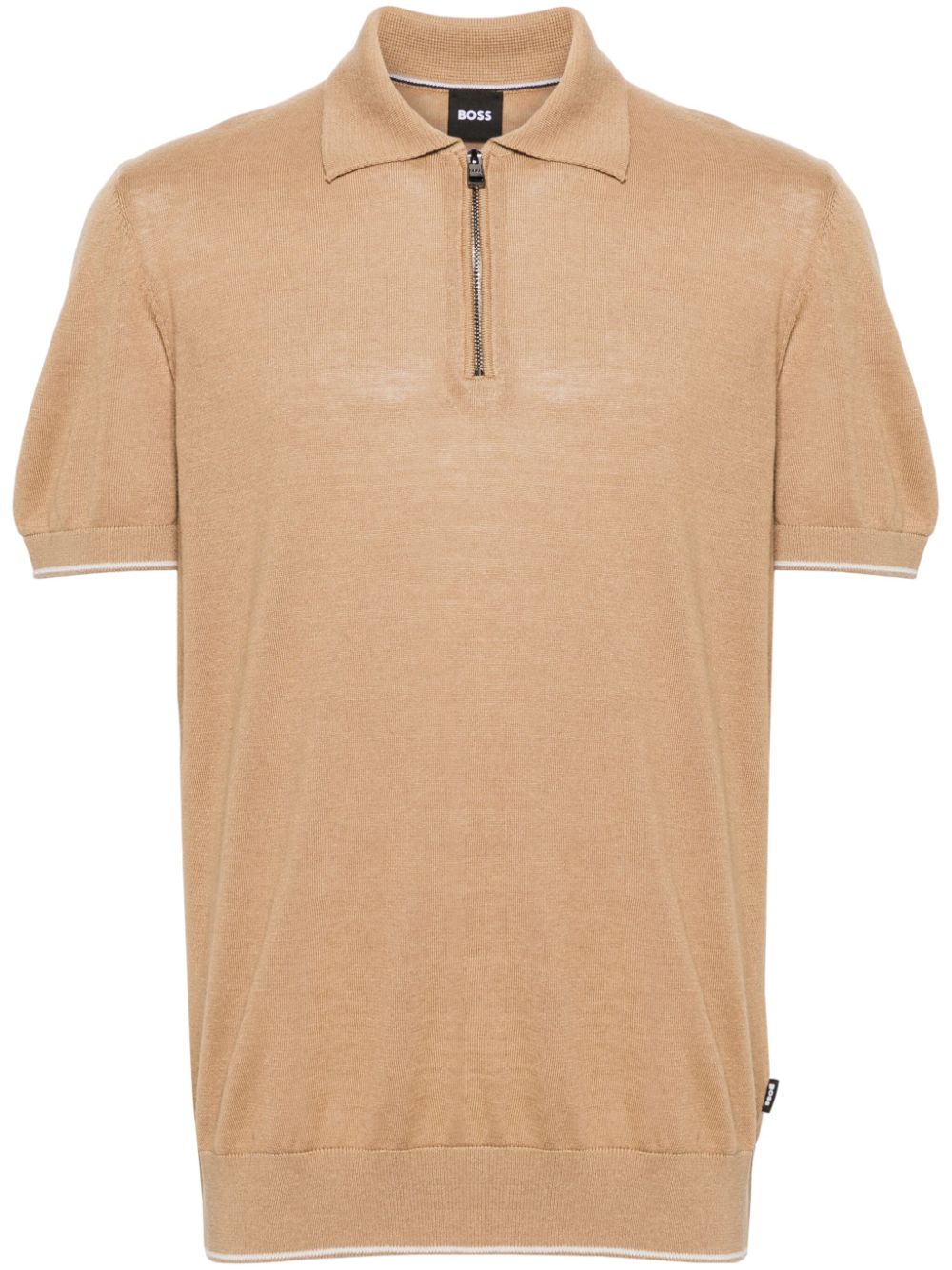 BOSS Fein gestricktes Trieste Poloshirt - Nude von BOSS