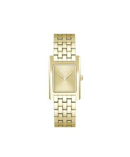 BOSS Analog Quarzuhr für Damen Kollektion LUCY mit Gelbgoldfarbenes Edelstahlarmband - 1502744 von BOSS