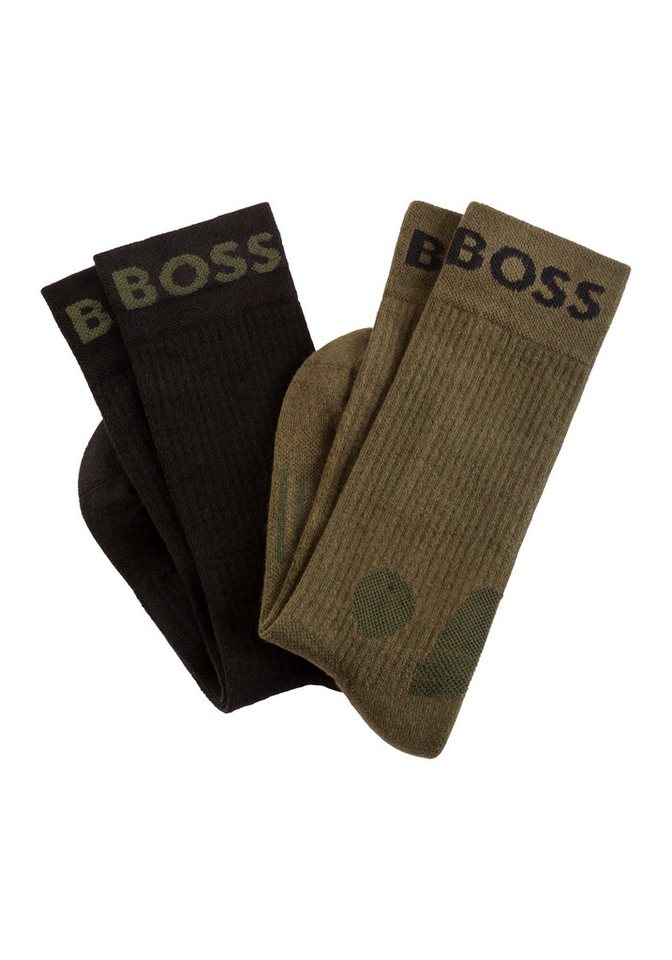 BOSS Freizeitsocken 2P RS Sport (Packung, 2-Paar, 2er Pack) mit großem BOSS Logo-Schriftzug am Bund von BOSS