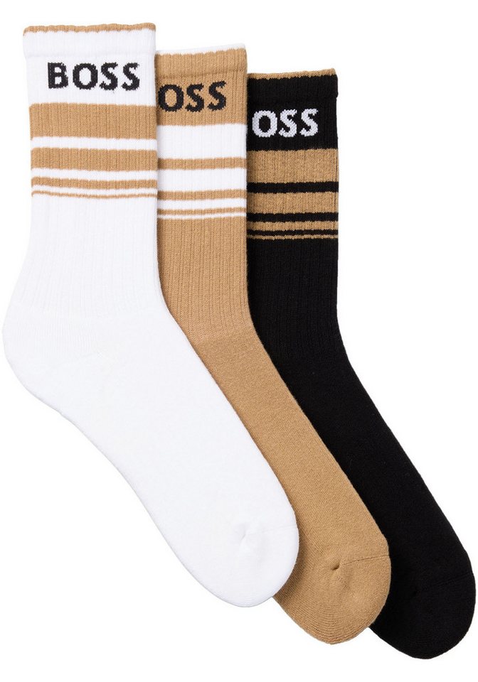 BOSS Freizeitsocken 3P QS Rib Stripe CC (Packung, 3-Paar) mit BOSS Logo von BOSS