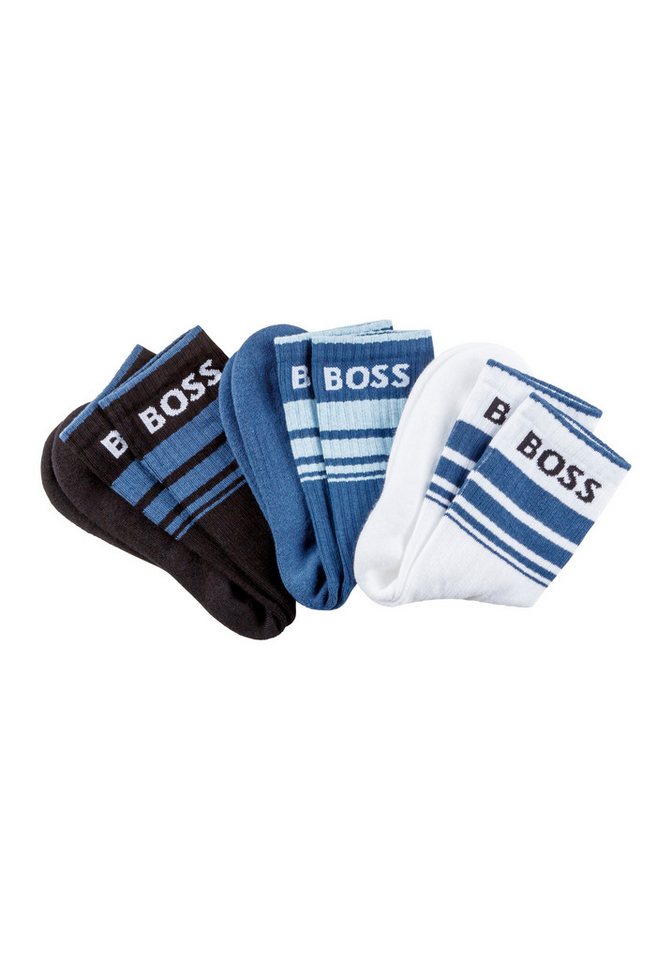 BOSS Freizeitsocken 3P QS Rib Stripe CC (Packung, 3-Paar) mit BOSS Logo von BOSS