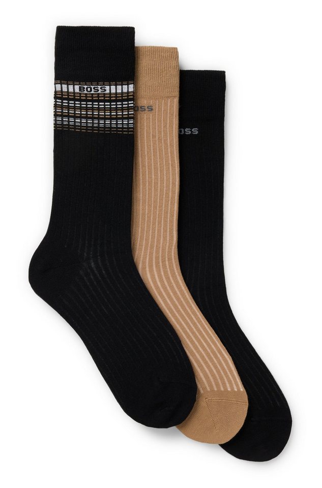 BOSS Freizeitsocken 3P RS Rib Stripe (Packung, 3-Paar) mit BOSS Logo von BOSS