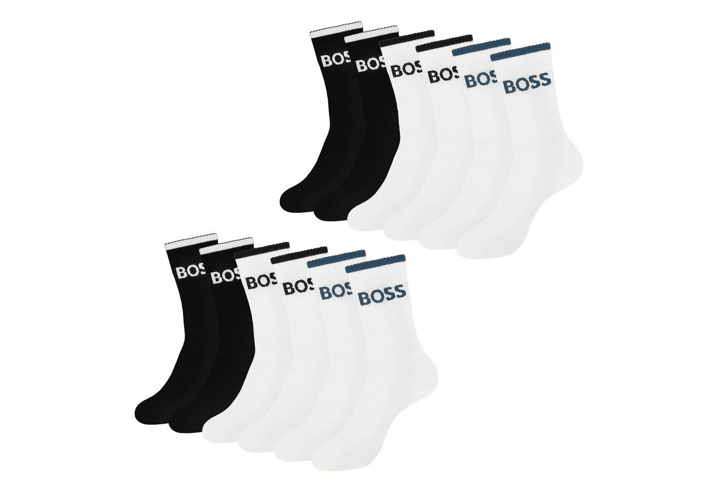 BOSS Freizeitsocken QS Stripe CC (6-Paar) mit plakativem BOSS-Logo von BOSS