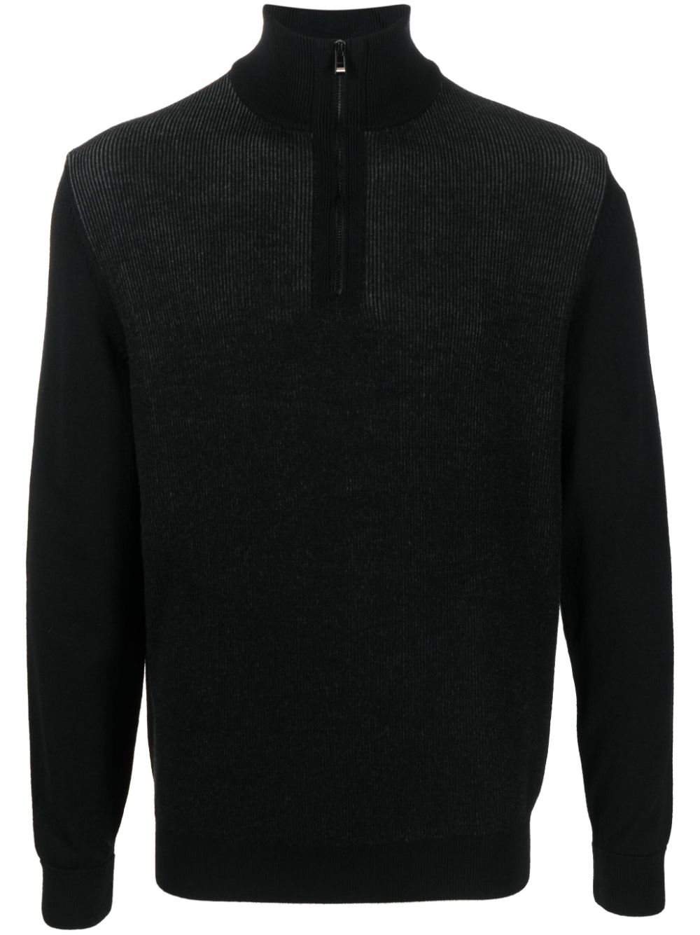 BOSS Gerippter Pullover mit Reißverschluss - Schwarz BOSS Gerippter Pullover mit Reißverschluss - Schwarz von BOSS