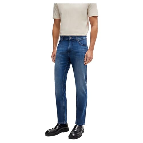 BOSS Herren H-Delaware Delaware Slim-Fit Jeans aus besonders softem blauem Denim Blau 32/30 von BOSS