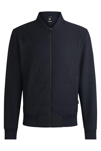 BOSS Herren H-Skiles 100 Sweatjacke aus Baumwoll-Mix mit Reißverschluss und gepolsterter Vorderseite Dunkelblau L von BOSS