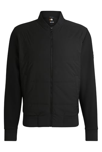 BOSS Herren H-Skiles 100 Sweatjacke aus Baumwoll-Mix mit Reißverschluss und gepolsterter Vorderseite Schwarz001 S von BOSS