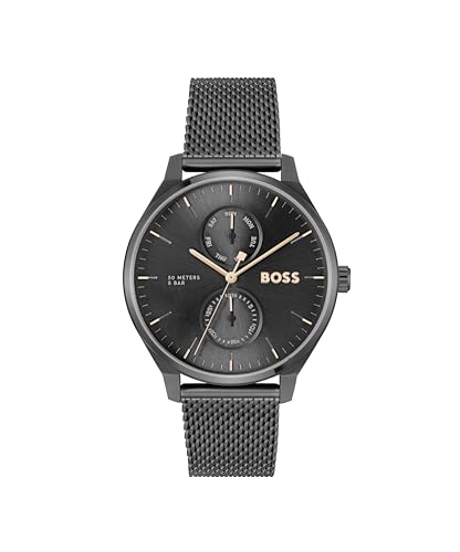 BOSS Multi Zifferblatt Quarz Uhr für Herren Kollektion Tyler mit Schwarzes Edelstahlarmband - 1514105 von BOSS