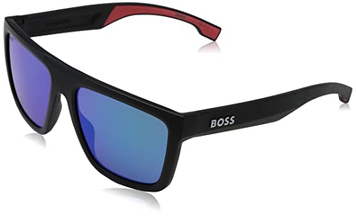 BOSS HUGO 1451/S Brille, Matte Black Red, 59 für Herren, matt, schwarz, rot von HUGO BOSS