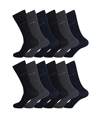 HUGO BOSS Herren Socken Strümpfe Business Allround RS SP 50388453 12 Paar, Farbe:Mehrfarbig, Größe:43-46, Artikel:-962 black/navy/grey_A von HUGO BOSS