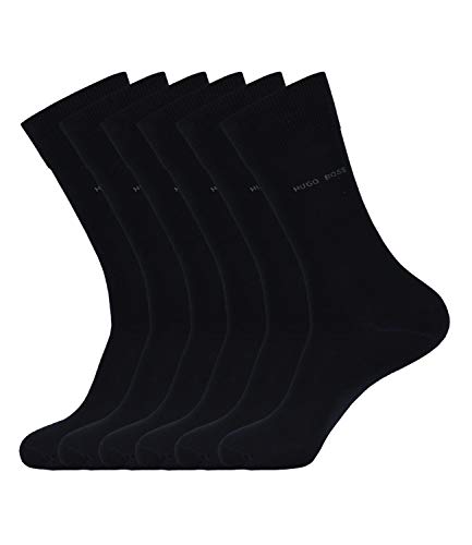 HUGO BOSS Herren Socken Strümpfe Business George RS Uni 50388433 6 Paar, Farbe:Schwarz, Größe:41-42, Menge:6 Paar (6x 1 Paar), Artikel:-001 black von HUGO BOSS