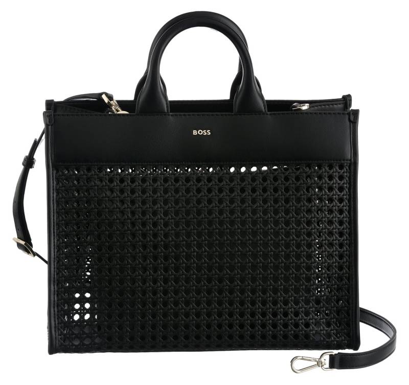 BOSS Henkeltasche Sandy Tote SPU (Set, 2-tlg), Damen Umhängetasche, Schultertasche in Flechtoptik von BOSS