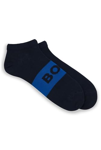 BOSS Herren 2P AS Logo CC Knöchellange Socken aus Stretch-Gewebe im Zweier-Pack Dunkelblau 39-42 von BOSS