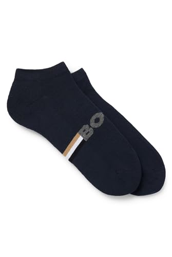 BOSS Herren 2P AS Plush Iconic CC Zweier-Pack knöchellange Socken aus Baumwoll-Mix Dunkelblau 39-42 von BOSS