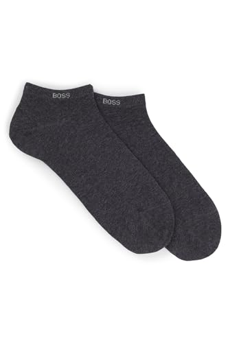 BOSS Herren 2P AS uni CC Knöchellange Socken aus elastischem Baumwoll-Mix im Zweier-Pack Dunkelgrau 43-46 von BOSS