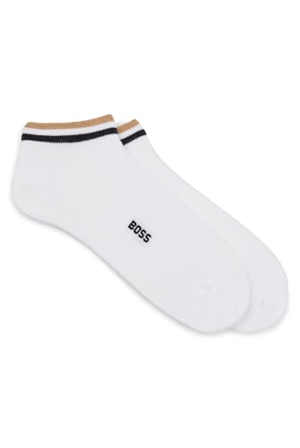 BOSS Herren 2P AS Uni stripe CC Zweier-Pack Sneakers-Socken mit Signature-Streifen an den Bündchen Weiß 43-46 von BOSS