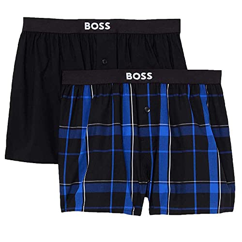 BOSS Herren 2P Boxer Shorts EW Pyjama_Pant, Bright Blue433, M (2er Pack) von BOSS