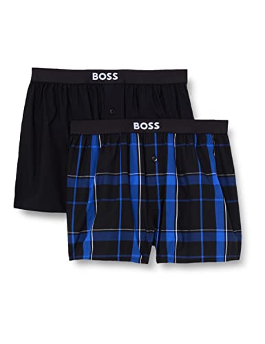 BOSS Herren 2P Boxer Shorts EW Pyjama_Pant, Bright Blue433, XL (2er Pack) von BOSS