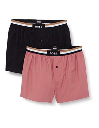 BOSS Herren 2P Boxer Shorts EW Pyjama_Pant, Open Pink692, M (2er Pack) von BOSS