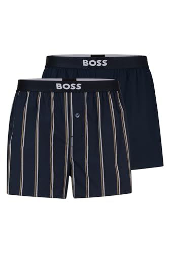 BOSS 2er Pack Herren Unterwäsche Unterhose Pyjamashorts Boxer Shorts EW, Farbe:Mehrfarbig, Größe:XL, Artikel:-460 Navy/Navy Print von BOSS