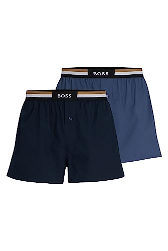 BOSS Herren Boxershorts Webboxer Pyjama-Shorts Woven Boxer Shorts 2er Pack, Farbe:Blau, Größe:XL, Artikel:50469762-475 Open Blue von BOSS